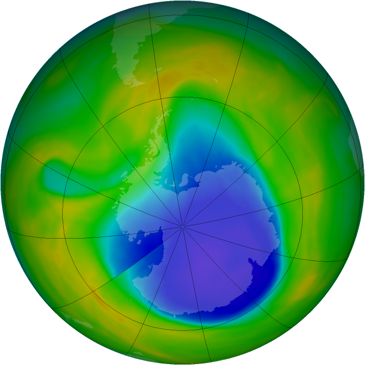 Antarctic ozone map for 02 November 2007